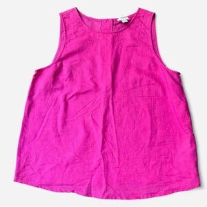 J.Crew Pink Linen Blend Tank Top w/ Back Button Detail in Fuchsia Blossom Sz XS